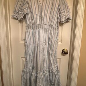 GUC J. Crew Light Blue and White Stripe Dress
